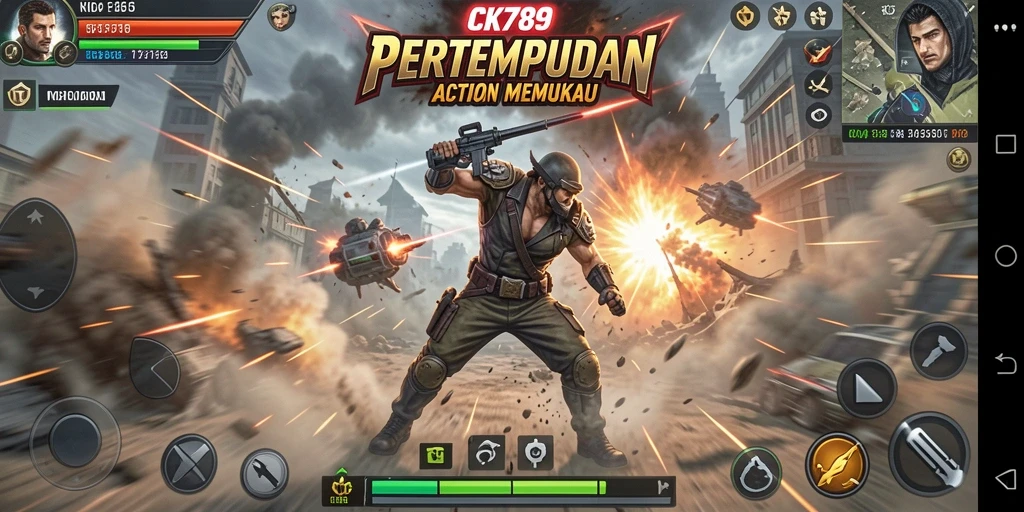 Tampilan gameplay seru dengan pertempuran intens di CK789.