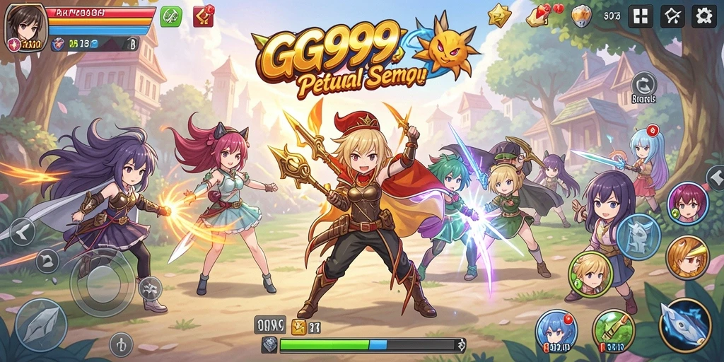 Screenshot gameplay GG999 dengan karakter anime yang menakjubkan.