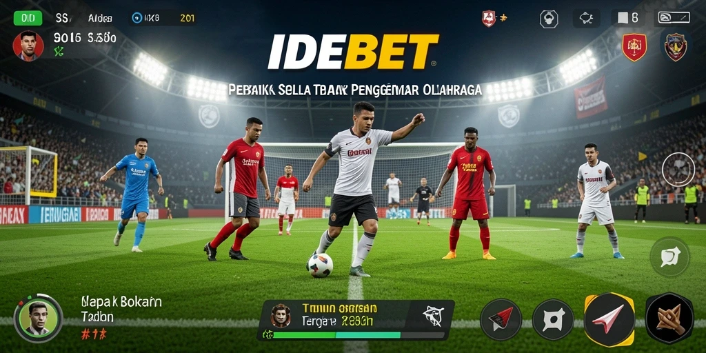 Tampilan gameplay IDEBET dengan aksi seru di lapangan sepak bola.