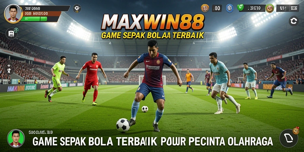 Tangkapan layar utama MAXWIN88 menampilkan aksi seru di lapangan sepak bola.