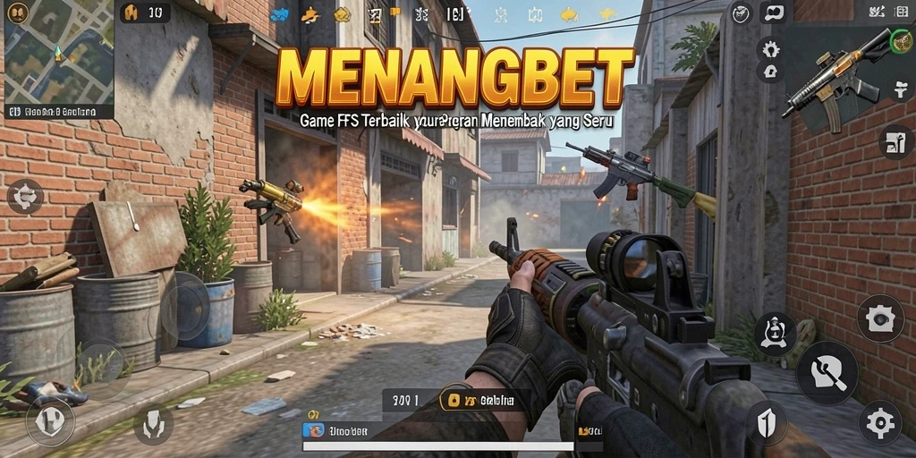 Screenshot utama <strong>MENANGBET</strong> menampilkan aksi tembak-menembak yang seru dan intens.