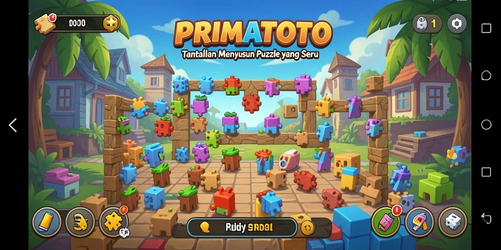 Screenshot gameplay PRIMATOTO menampilkan keseruan dalam menyusun puzzle.