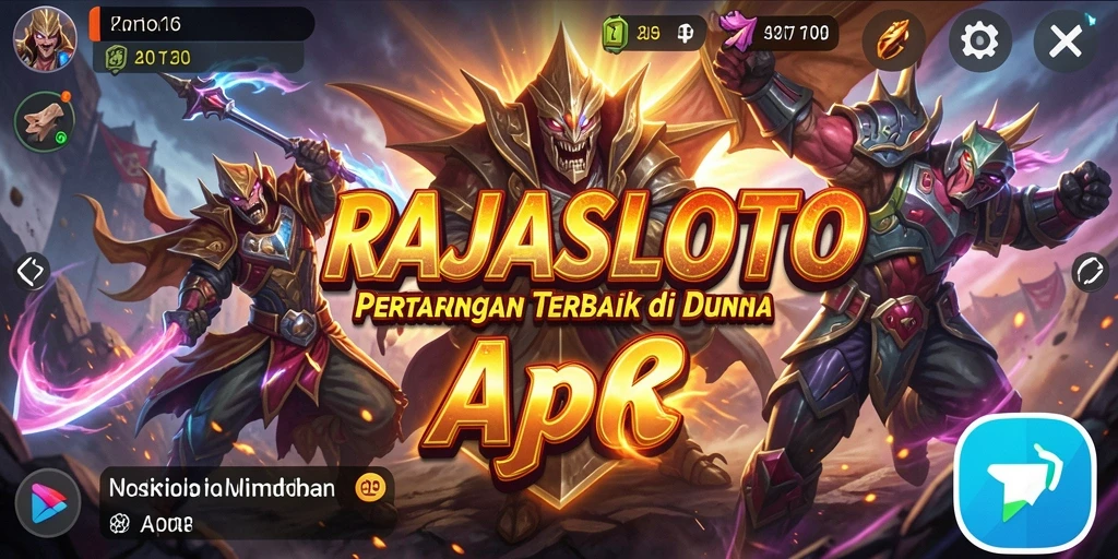 Tangkapan layar utama RAJASLOTO menampilkan aksi pertarungan yang intens dan mendebarkan.