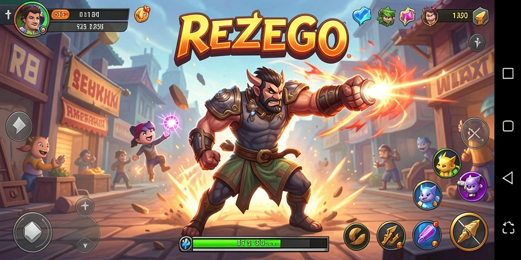 Tangkapan layar REZEGO menampilkan pertarungan epik antar karakter.