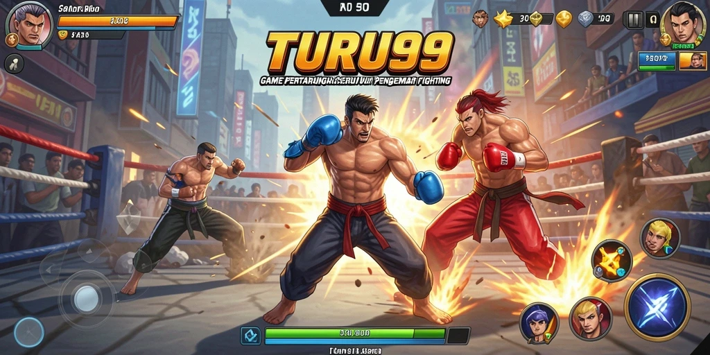 Tampilan gameplay TURU99 dengan pertarungan mendebarkan antara karakter.