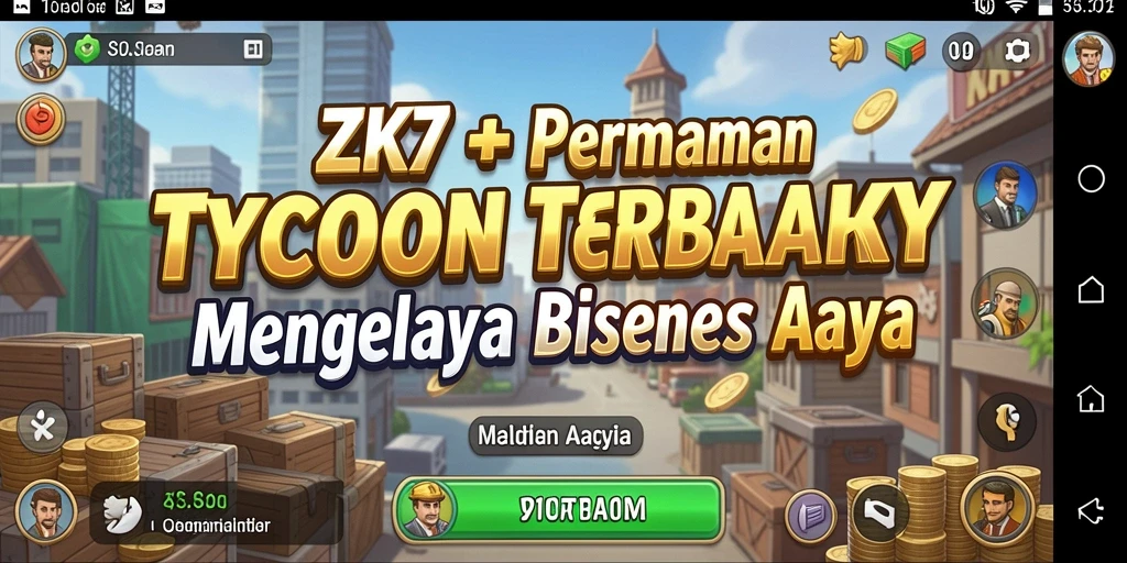 Tampilan gameplay ZK7 yang menarik dan interaktif dalam mengelola bisnis.